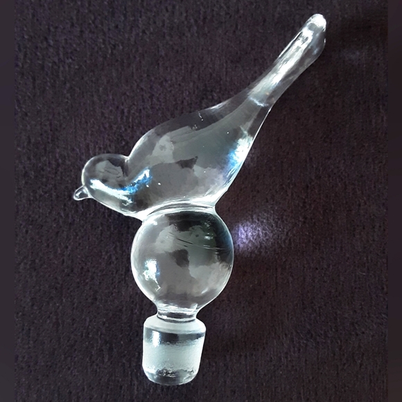 MURANO Art Glass Cobalt Blue White Perfume Bottle Clear Glass Bird Toppe… - Picture 12 of 14